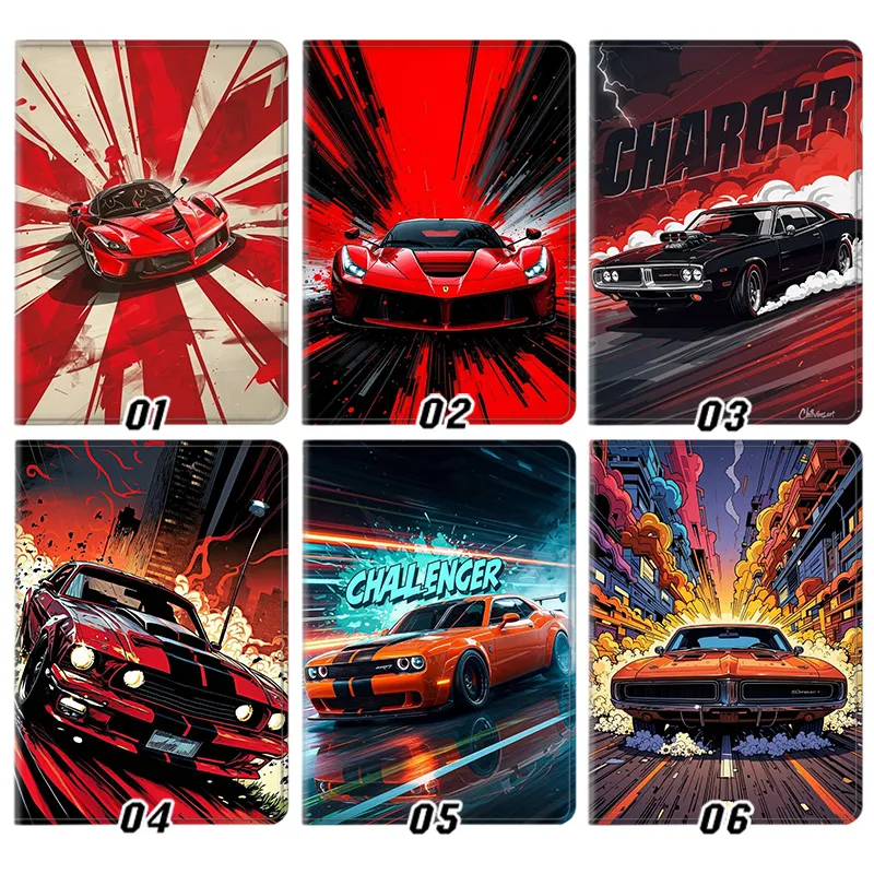 Supercar Sports Car Dodge Charger Challenger Ford Mustang Ferrari Leather Tablet Case