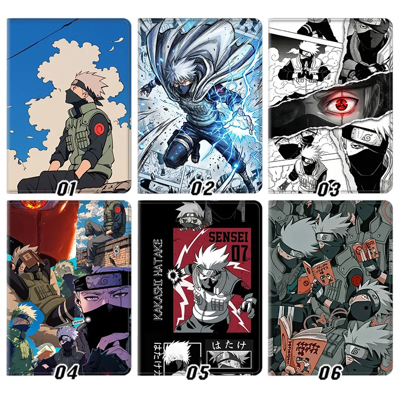 Ninja Anime Kakashi Hatake Sharingan Anime Manga Graphic Trifold Stand Silk Texture Smart Tablet Case