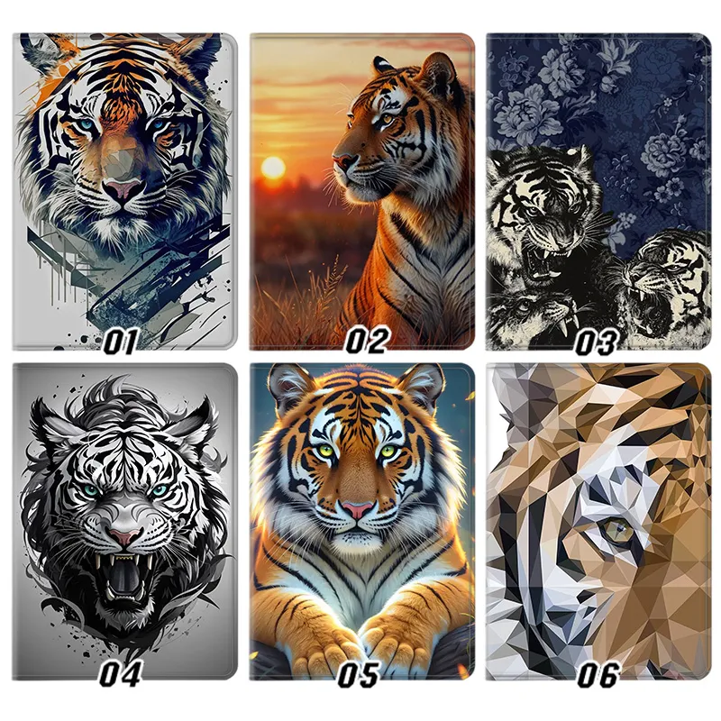 Majestic Tiger Wildlife Animal Art Graphic Trifold Stand Silk Texture Smart Tablet Case