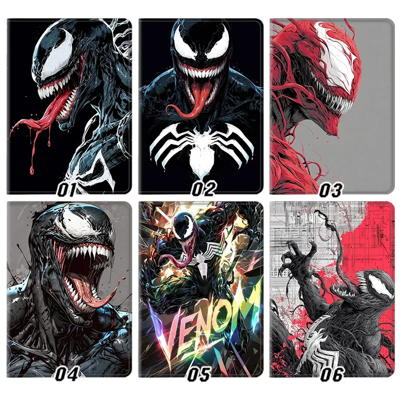 Hero Comic Venom Carnage Symbiote Superhero Graphic Trifold Stand Silk Texture Smart Tablet Case