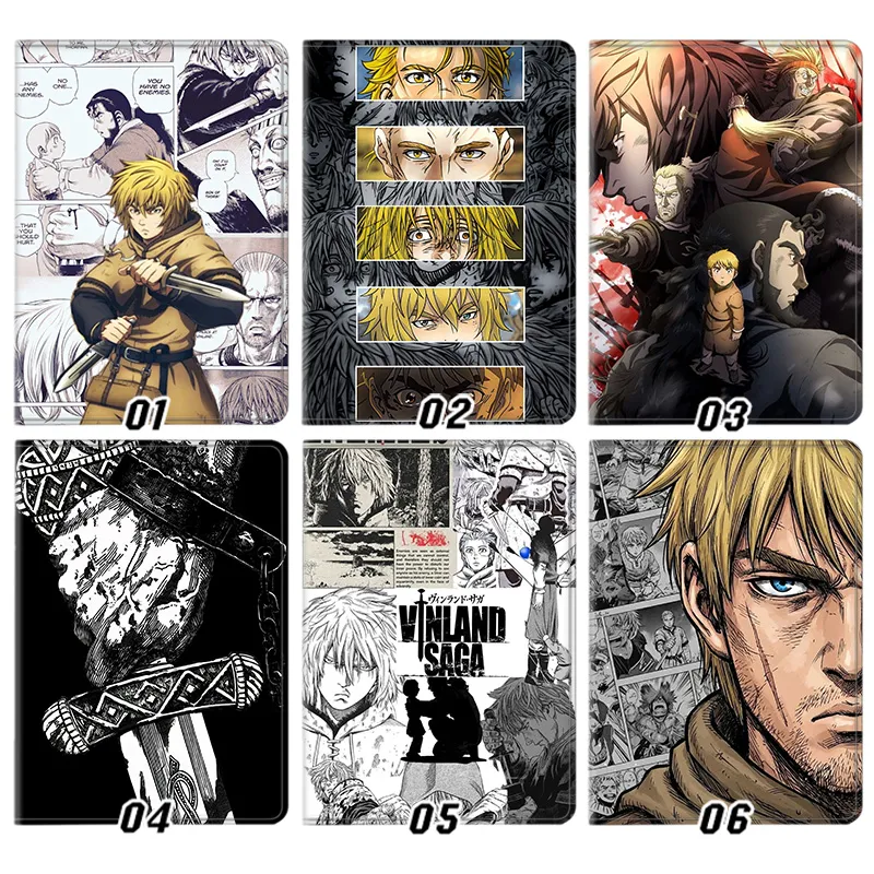 Vinland Saga Thorfinn Thors Anime Manga Graphic Trifold Stand Silk Texture Smart Tablet Case