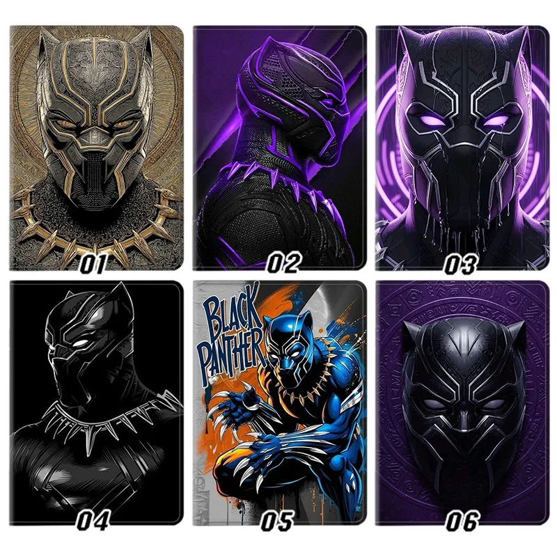Hero Comic Black Panther Wakanda Forever Superhero Graphic Trifold Stand Silk Texture Smart Tablet Case