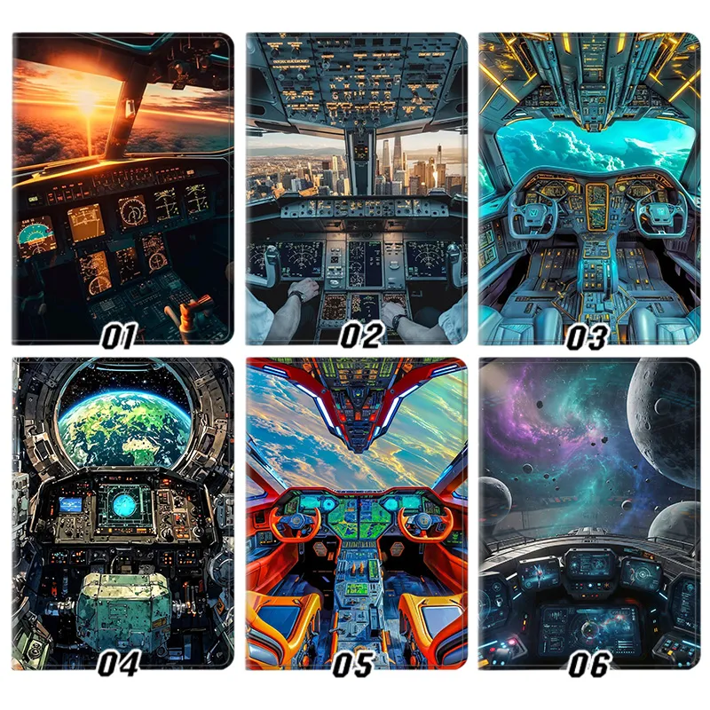 Airplane Cockpit Spaceship Control Panel Tri-Fold Smart Tablet Case