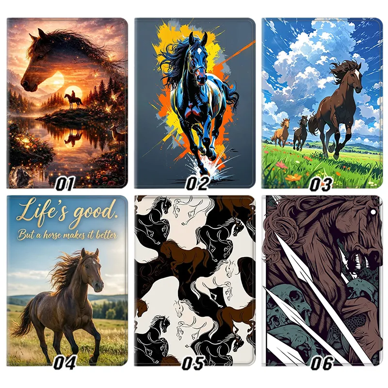 Majestic Wild Horse Oil Painting AesthAlien Visitoric Tri-Fold Smart Tablet Case