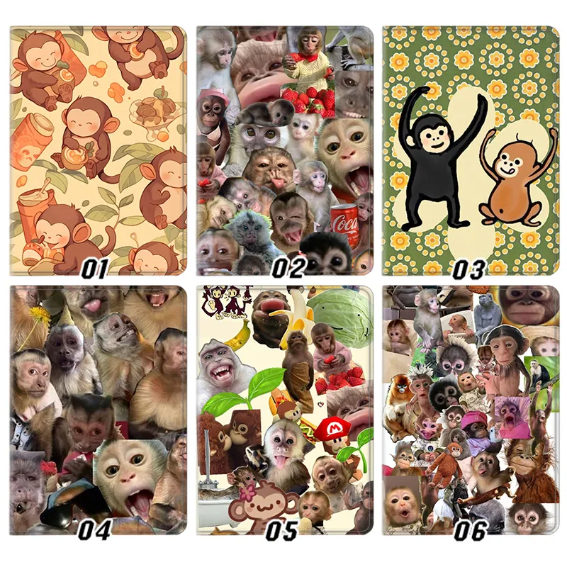 Funny Monkey Meme Cute Cartoon Pattern Tri-Fold Smart Tablet Case