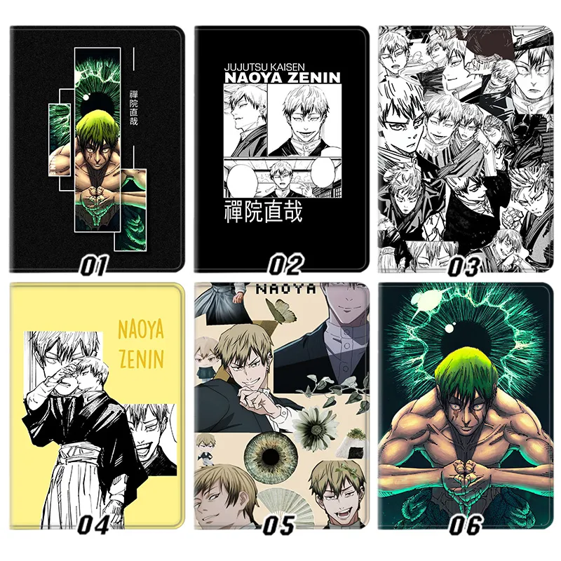 Curse Exorcist Naoya Zenin Manga Collage Panels Graphic Print Tri-Fold Smart Sleep Silk Texture Tablet Case