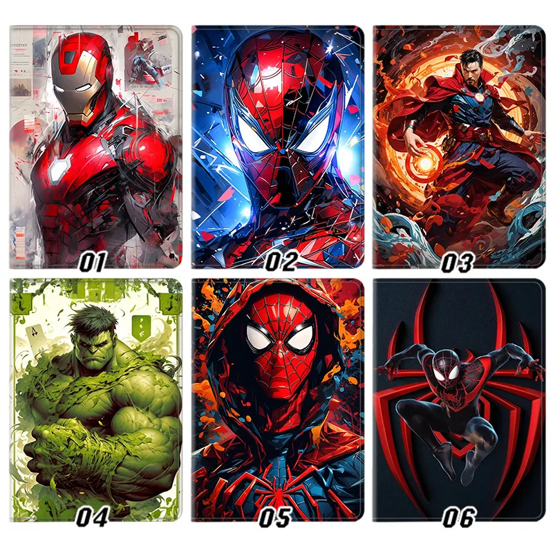 Hero Comic Avengers Iron Man Spider-Man Doctor Strange Superhero Graphic Print Tri-Fold Smart Sleep Silk Texture Tablet Case