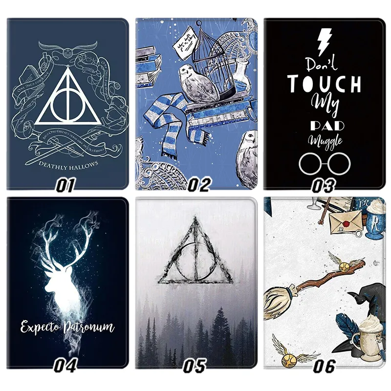 Wizard Tales Deathly Hallows Hedwig Patronus Wizard Graphic Print Tri-Fold Smart Sleep Silk Texture Tablet Case