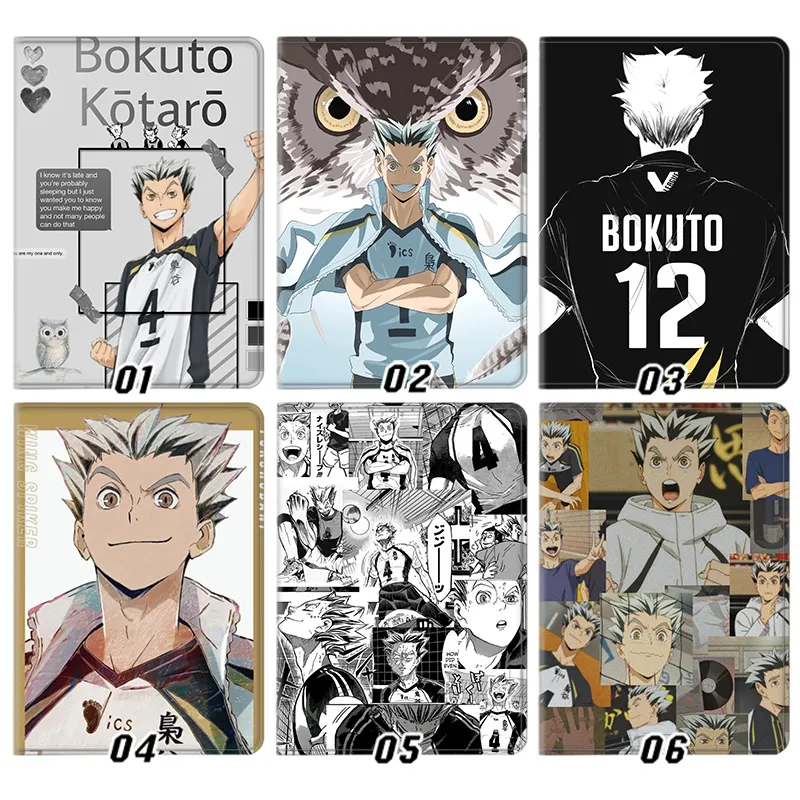 Haikyuu Kotaro Bokuto Fukurodani Academy Owl Graphic Print Tri-Fold Smart Sleep Silk Texture Tablet Case