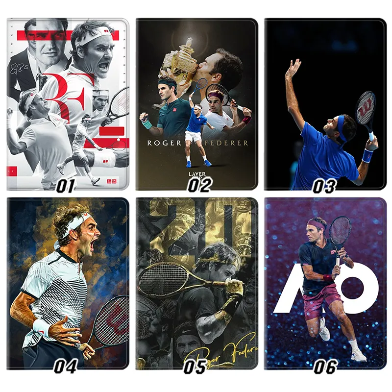 Roger Federer Tennis Legend Grand Slam Graphic Print Tri-Fold Smart Sleep Silk Texture Tablet Case