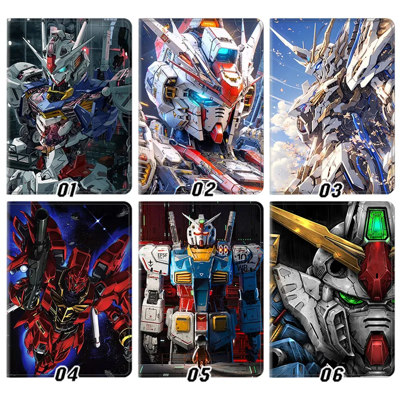 Mobile Suit Gundam RX-78-2 & Aerial Mecha Graphic Print Tri-Fold Smart Sleep Silk Texture Tablet Case