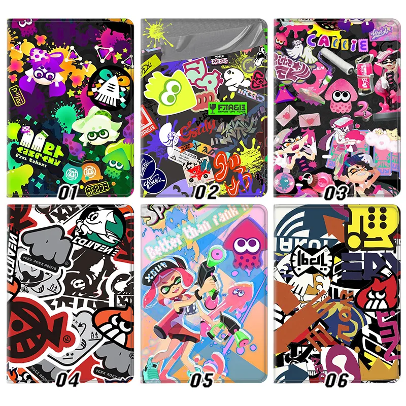 Ink Battle Inkling Squid Graffiti Sticker Pattern Tri-Fold Smart Sleep Silk Texture Tablet Case