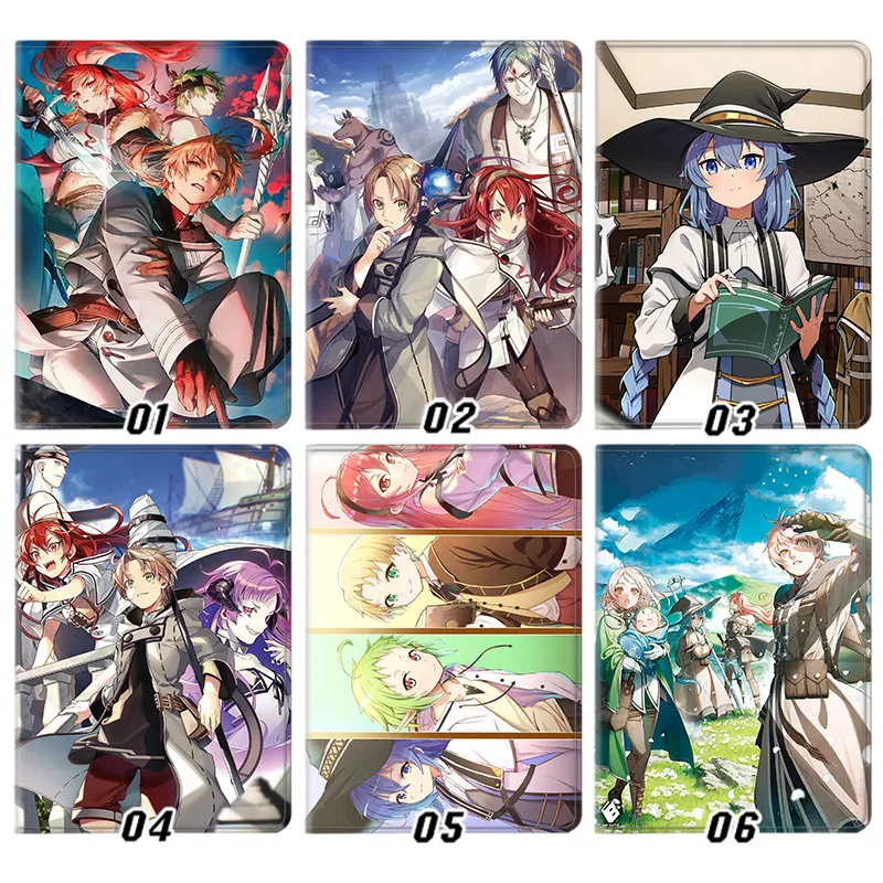 Mushoku Tensei Jobless Reincarnation Rudeus Roxy Eris Graphic Print Tri-Fold Smart Sleep Silk Texture Tablet Case