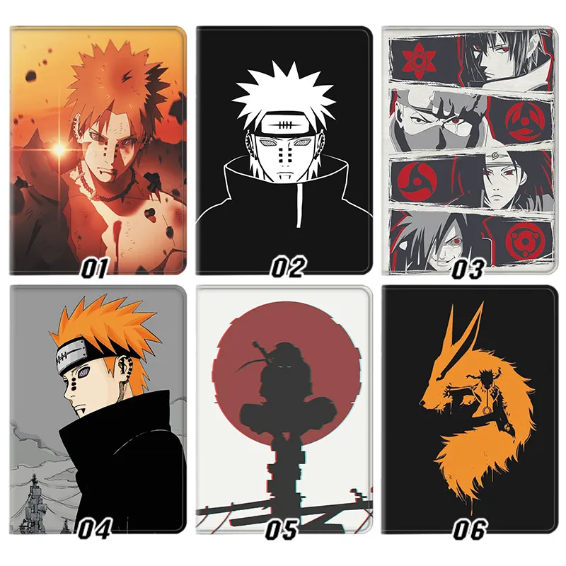 Ninja Anime  Pain Akatsuki & Itachi Sharingan Graphic Print Tri-Fold Smart Sleep Silk Texture Tablet Case