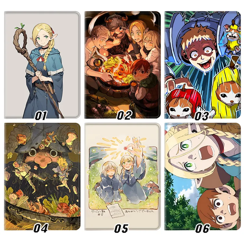 Delicious in Dungeon Marcille & Laios Graphic Print Tri-Fold Smart Sleep Silk Texture Tablet Case