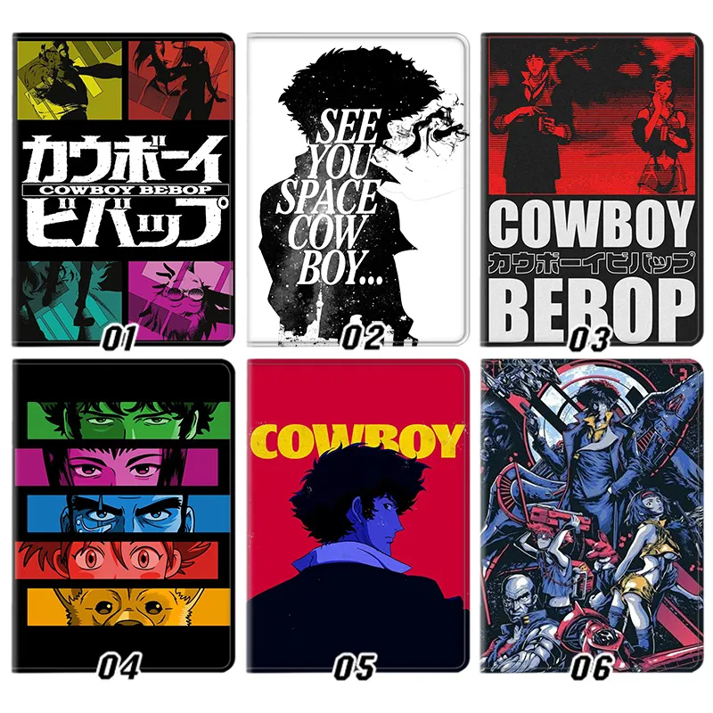 Cowboy Bebop Spike Spiegel & Crew Graphic Print Tri-Fold Smart Sleep Silk Texture Tablet Case