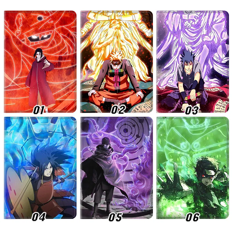 Ninja Anime Anime - Susanoo & Kurama Ninja Character Collage Print Flip Leather Tablet Case