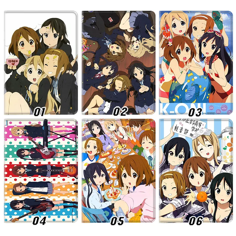 K-On! — HTT Cute Anime Girls Band Yui Mio Ritsu Tsumugi Azusa Graphic Silk Texture Smart Flip Tablet Case