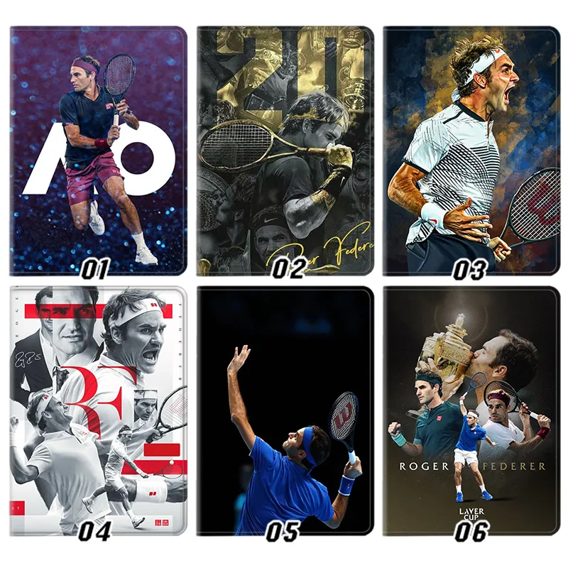 Roger Federer — Tennis Legend Grand Champion Star Graphic Silk Texture Smart Flip Tablet Case