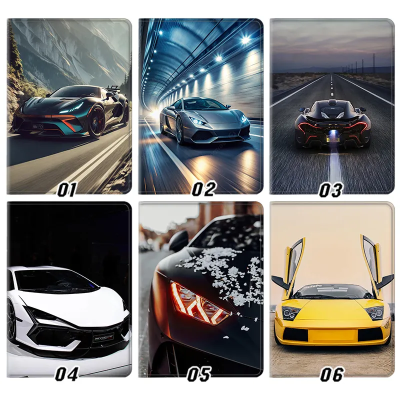 Supercar Sports Car — Luxury Lamborghini McLaren Hypercar Graphic Silk Texture Smart Flip Tablet Case