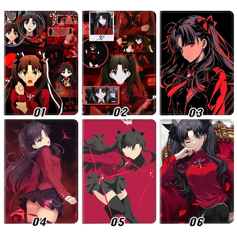 Fate Stay Night — Rin Tohsaka Tsundere Anime Girl Graphic Silk Texture Smart Flip Tablet Case
