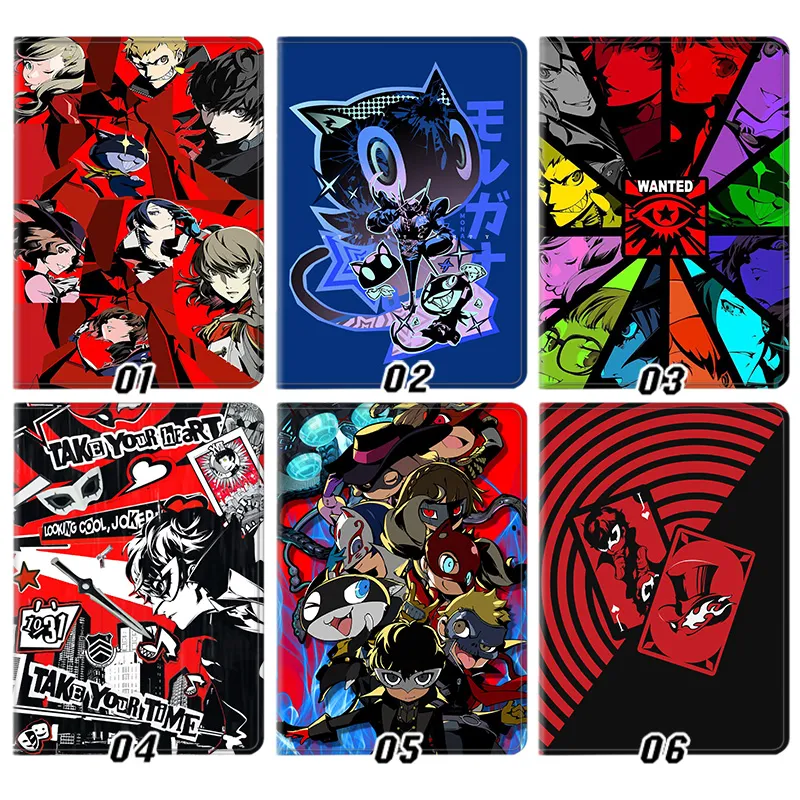 Persona 5 Phantom Thieves Joker Morgana Game Silk Texture Flip Leather Tablet Case