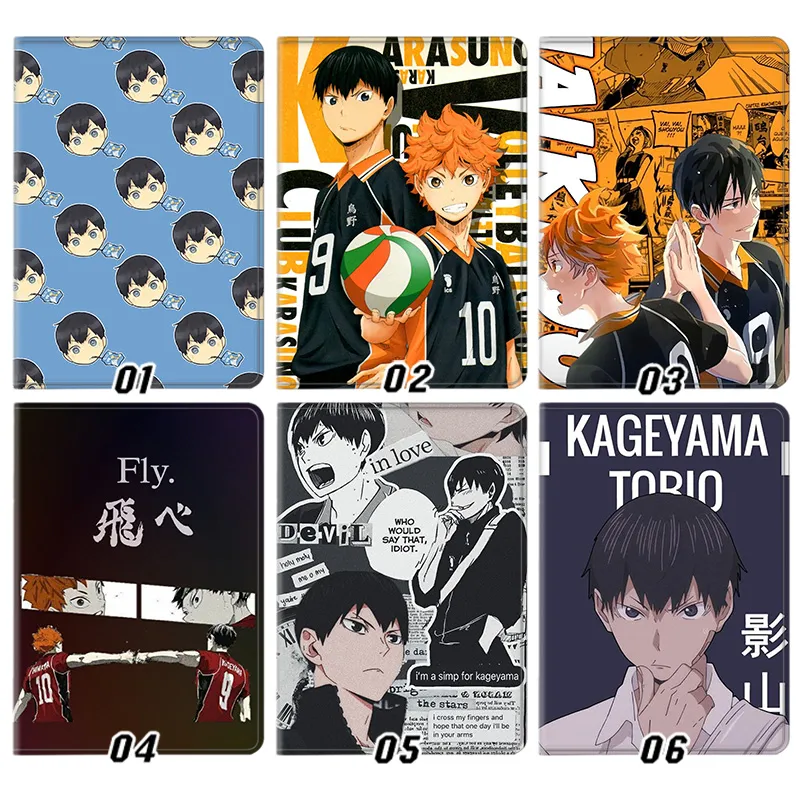 Haikyuu Shoyo Hinata Tobio Kageyama Karasuno Anime Silk Texture Flip Leather Tablet Case
