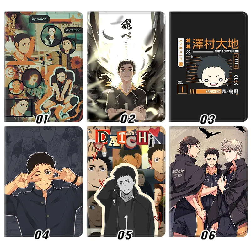 Haikyuu Daichi Sawamura Karasuno High Captain Anime Silk Texture Flip Leather Tablet Case