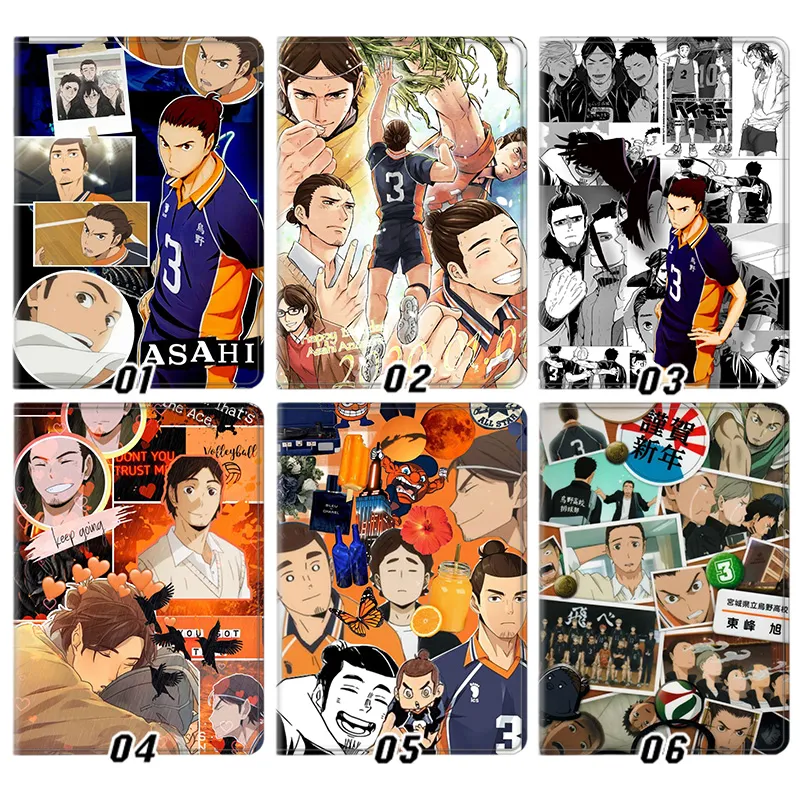 Haikyuu Asahi Azumane Karasuno High Anime Silk Texture Flip Leather Tablet Case