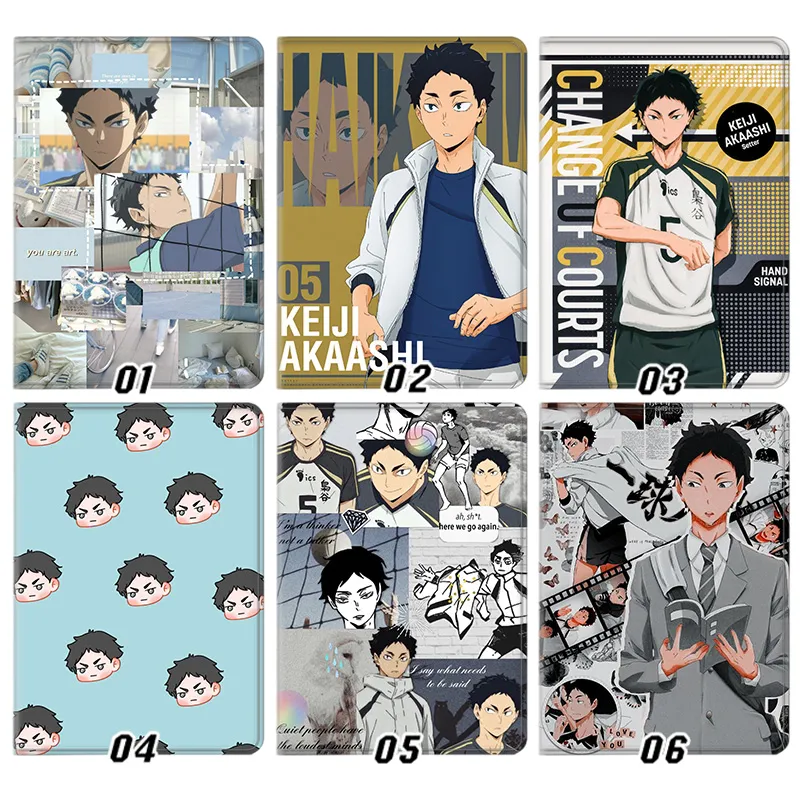 Haikyuu Keiji Akaashi Fukurodani Academy Anime Silk Texture Flip Leather Tablet Case