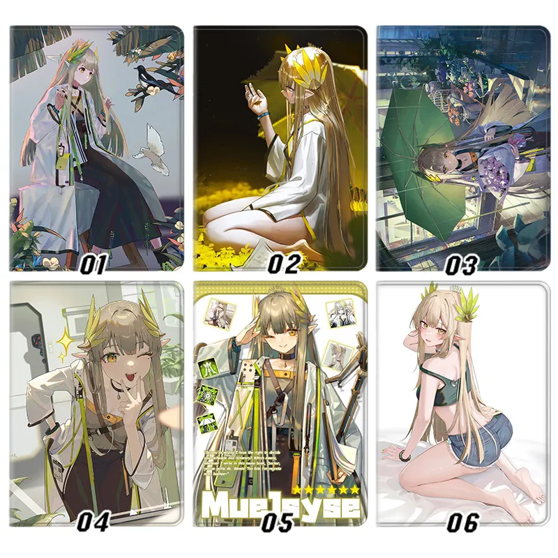 Arknights Muelsyse Elf Waifu Game Graphic Silk Texture Flip Leather Tablet Case