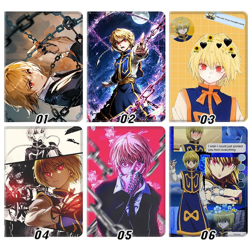 Hunter x Hunter Kurapika ScarlAlien Visitor Eyes Chains Anime Silk Texture Flip Leather Tablet Case