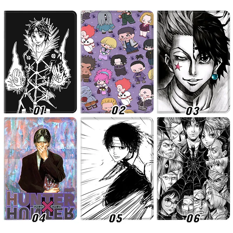 Hunter x Hunter Chrollo Lucilfer Hisoka Phantom Troupe Anime Silk Texture Flip Leather Tablet Case