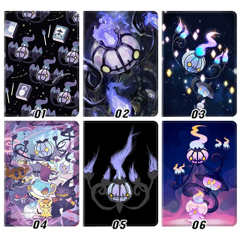 Creature Collection Chandelure Litwick Lampent Ghost Type Anime Silk Texture Flip Leather Tablet Case