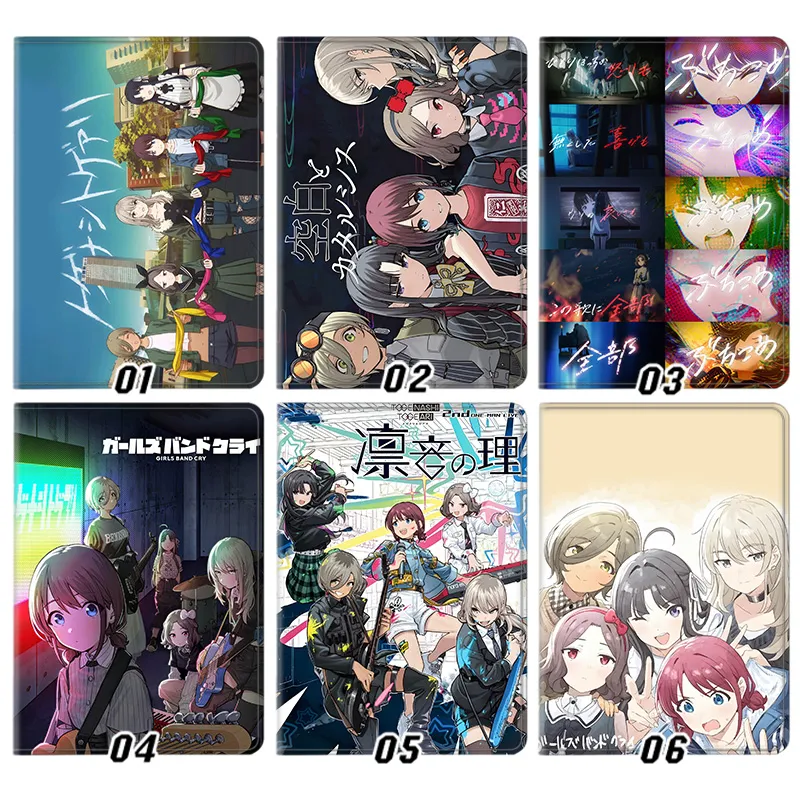 Girls Band Cry Togenashi Togeari Anime Silk Texture Flip Leather Tablet Case