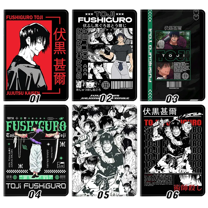 Curse Exorcist Toji Fushiguro Sorcerer Killer Anime Graphic Silk Texture Flip Folio Tablet Case
