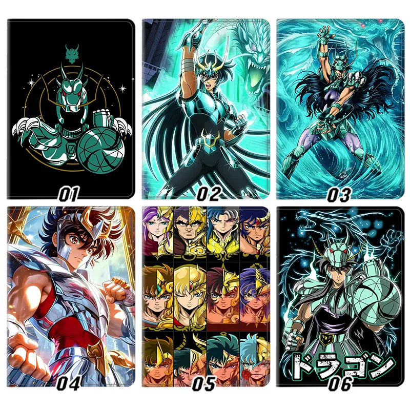 Saint Seiya Knights of the Zodiac Dragon Shiryu Pegasus Graphic Silk Texture Flip Folio Tablet Case