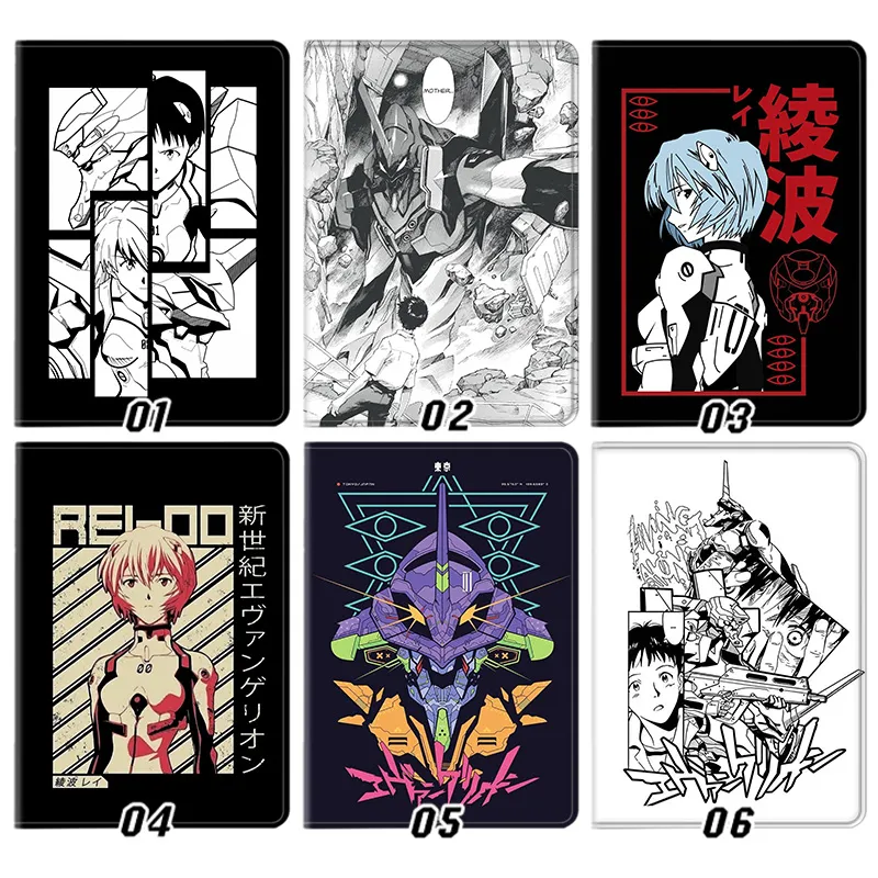 EVA Anime Rei Ayanami Shinji Ikari Unit 01 Graphic Silk Texture Flip Folio Tablet Case
