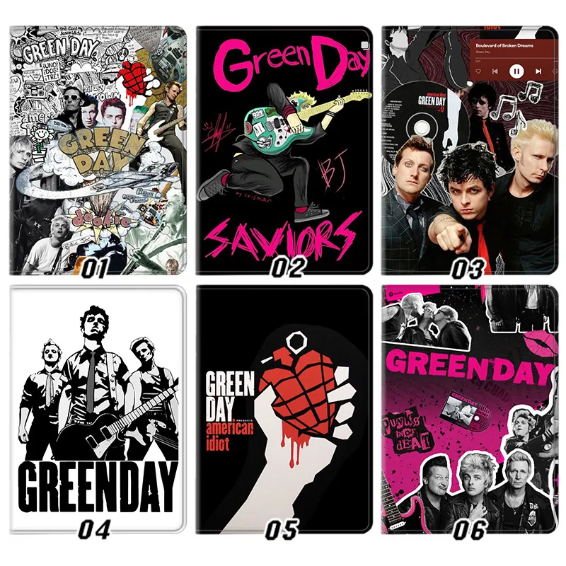 Green Day American Idiot Rock Band Punk Graphic Silk Texture Flip Folio Tablet Case