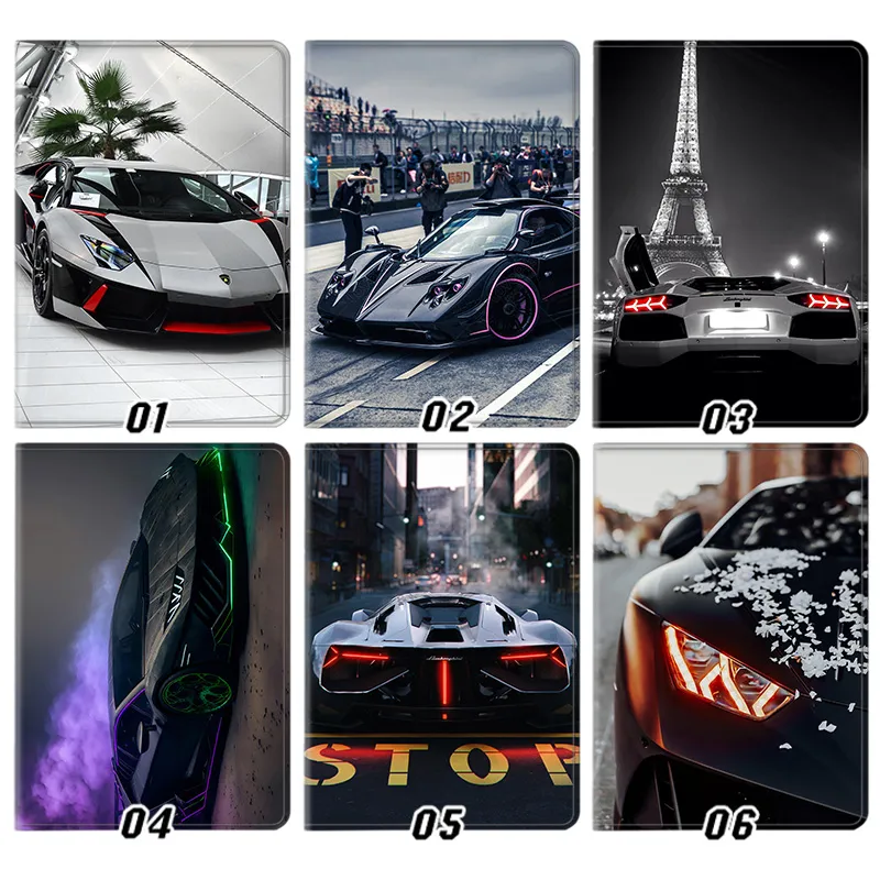 Supercar Sports Car Lamborghini Aventador Pagani Zonda Graphic Silk Texture Flip Folio Tablet Case