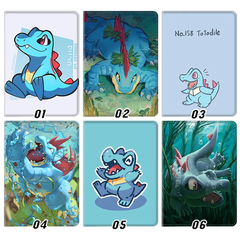 Creature Collection Totodile Feraligatr Cute Water Type Graphic Silk Texture Flip Folio Tablet Case