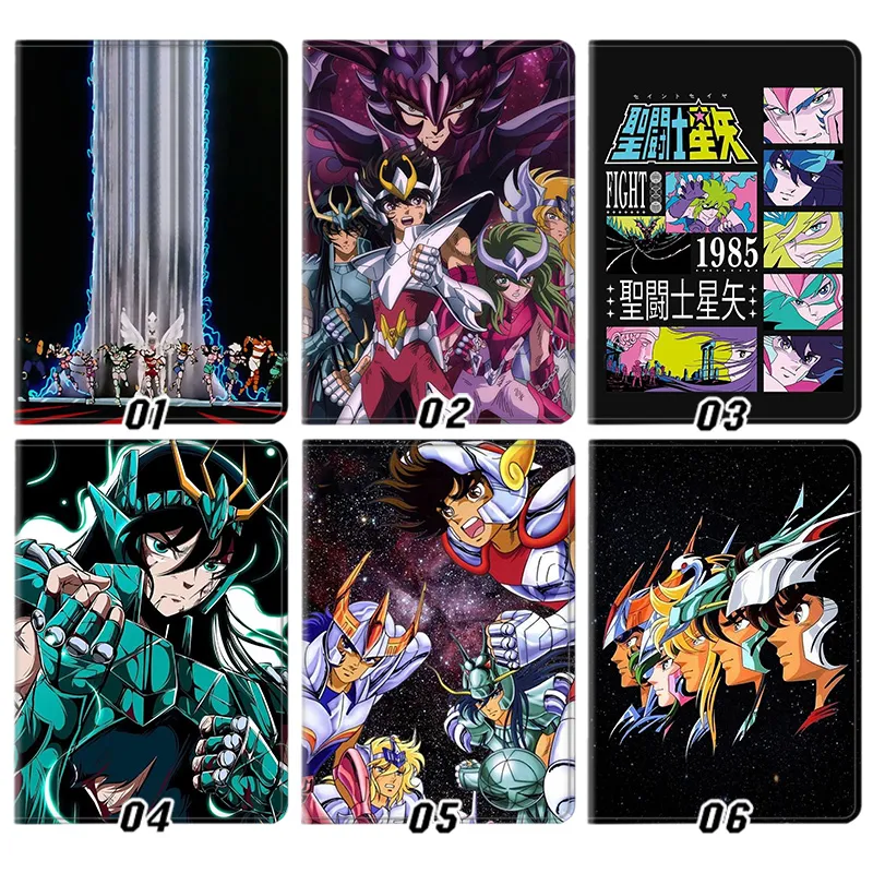 Saint Seiya Knights of the Zodiac Pegasus Seiya Dragon Shiryu RAlien Visitorro Graphic Silk Texture Flip Folio Tablet Case