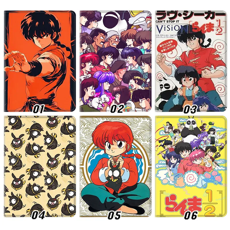 Ranma 1/2 Saotome Ranma Ryoga P-Chan Anime Graphic Silk Texture Flip Folio Tablet Case
