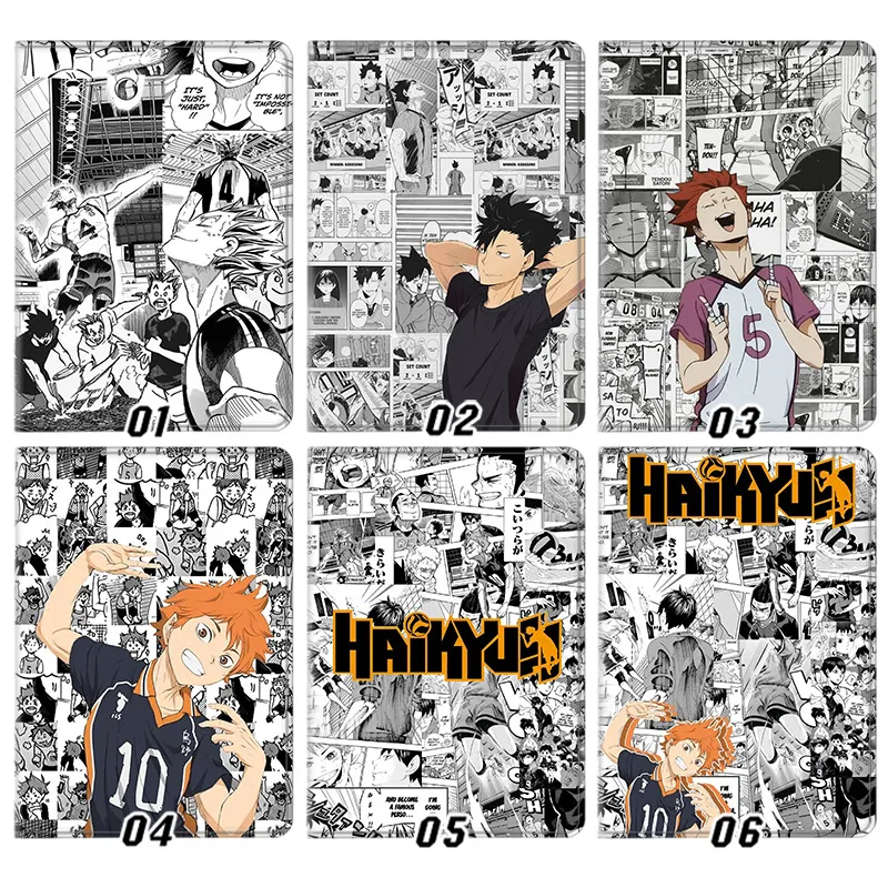Haikyuu Hinata Shoyo Kuroo TAlien Visitorsurou Tendou Satori Manga Graphic Silk Texture Flip Folio Tablet Case
