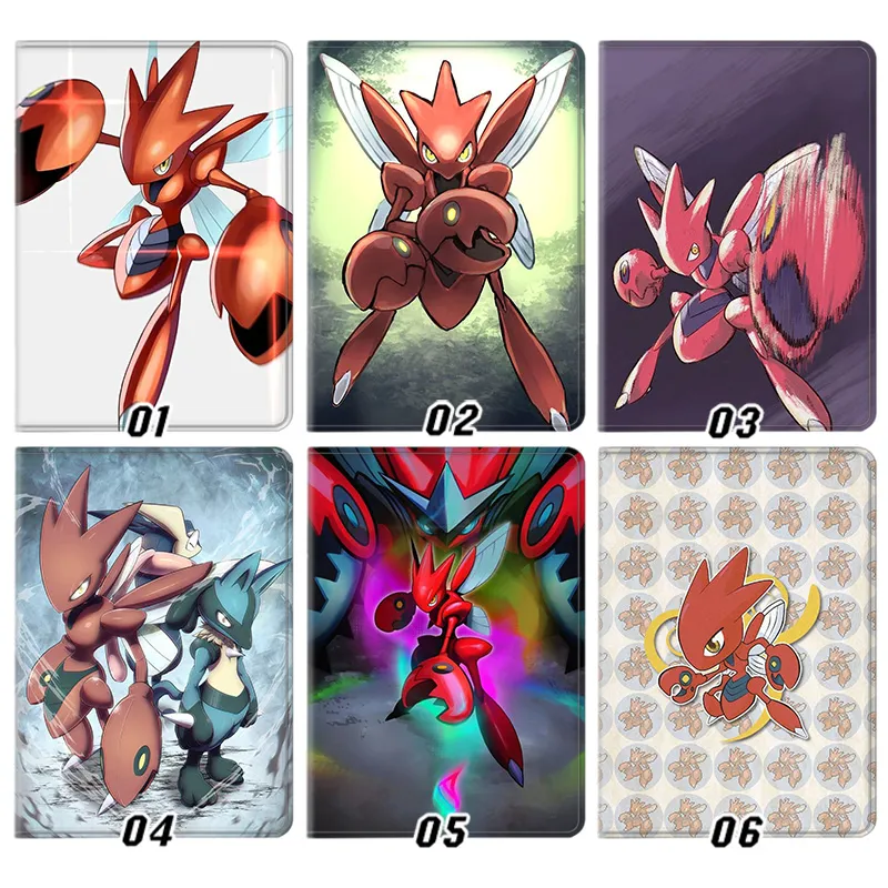 Creature Collection Scizor Lucario Anime Graphic Silk Texture Flip Folio Tablet Case