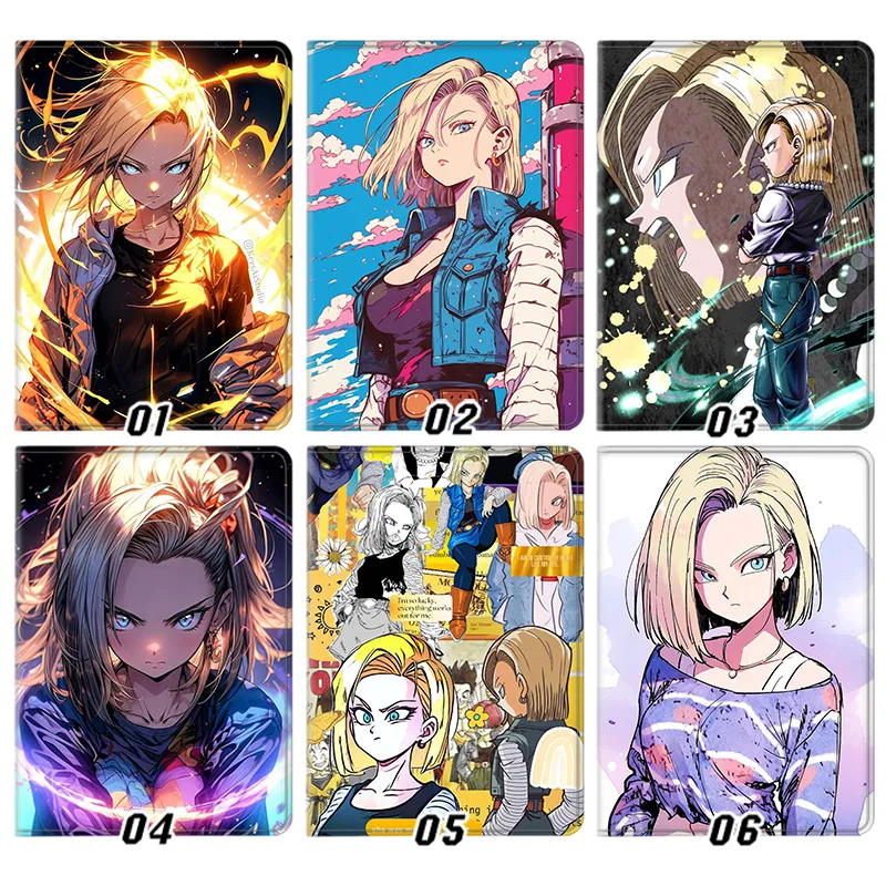 Ki Fighter Android 18 Lazuli Anime Graphic Silk Texture Flip Folio Tablet Case