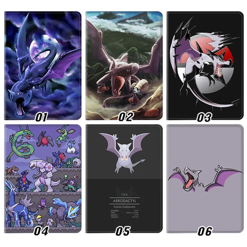 Creature Collection Aerodactyl Rayquaza Palkia Dialga Graphic Silk Texture Flip Folio Tablet Case