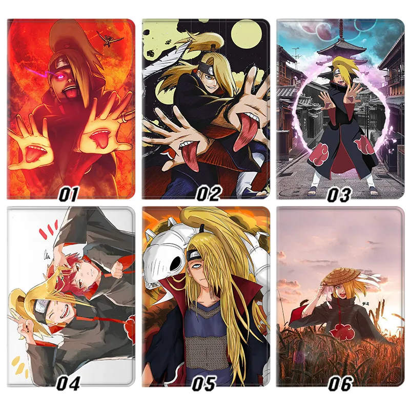 Ninja Anime Deidara Akatsuki Graphic Silk Texture Flip Folio Tablet Case