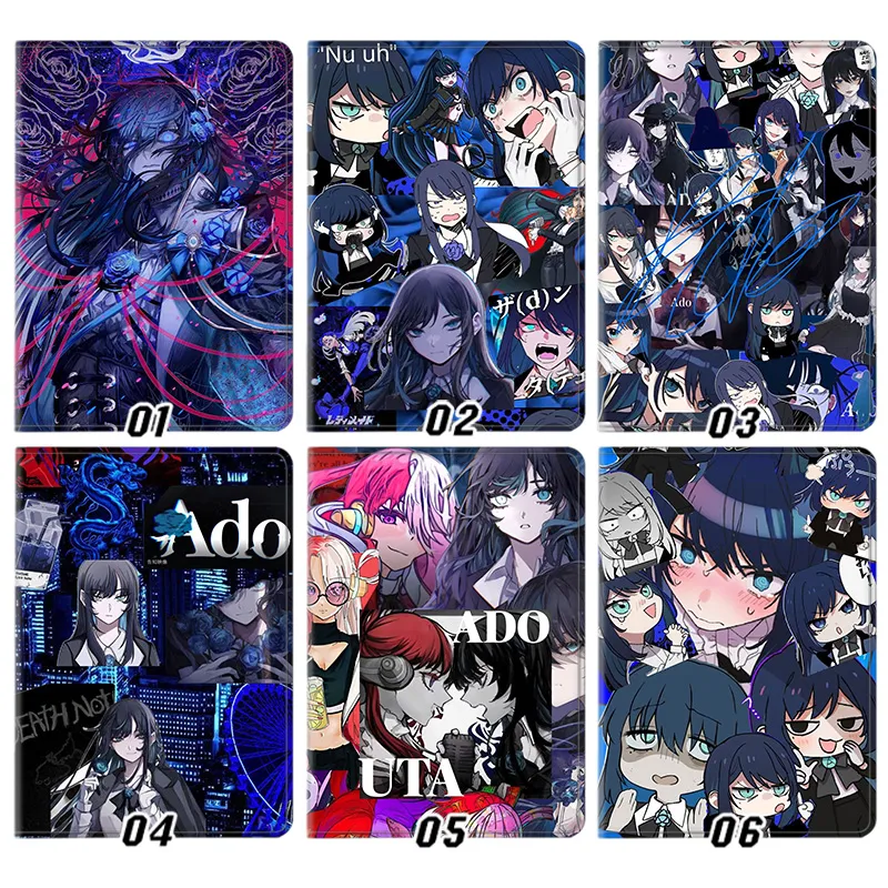 Ado Japanese Singer Anime Manga Chibi Collage Tri-Fold Stand Tablet Case