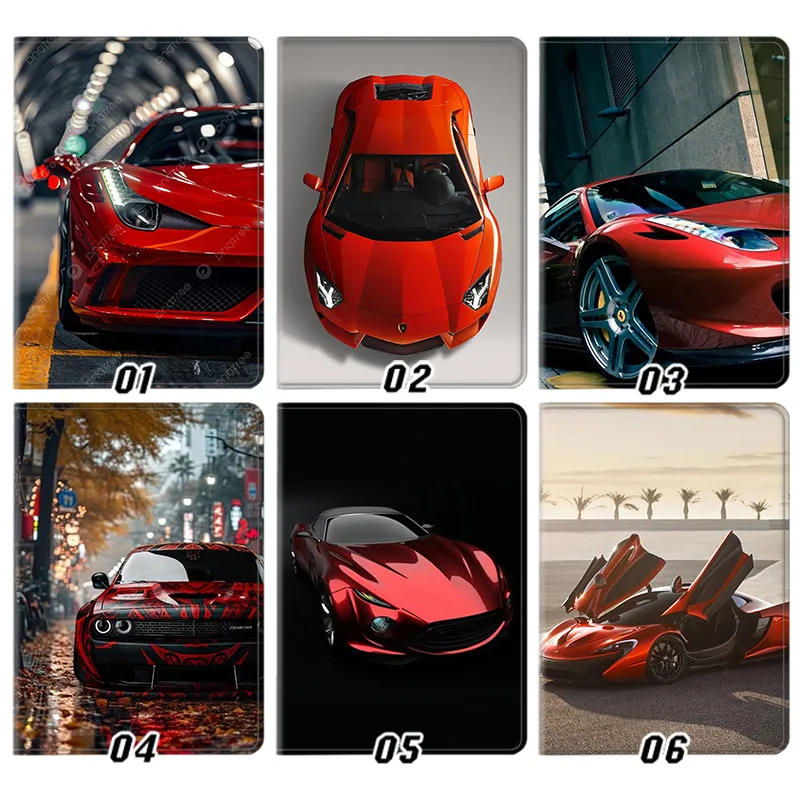 Red Supercars Ferrari Lamborghini McLaren Tri-Fold Stand Tablet Case